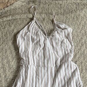 Abercrombie & Fitch Striped Jumpsuit - Cream and Tan